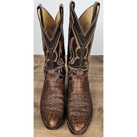Justin's leather boots men's size 9.5 imperfect western cowboy style 8052 - Picture 1 of 12